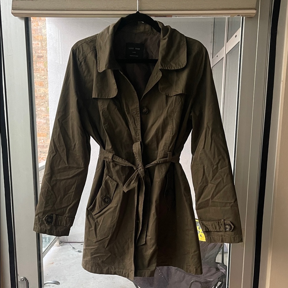 Love Tree Olive Trench Coat
